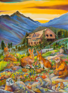Nancy Cawdrey chose Belton Chalet as backdrop for "Small Mammals of the Alpine Meadows."
