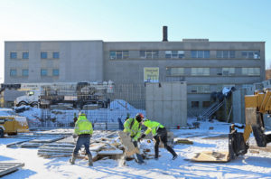Despite frigid temperatures, workers continue to make progress on the foundation for the new Montana Heritage Center. 