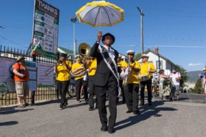 The Treme Brass Band parades through Butte during the 2018 Montana Folk Festival. 