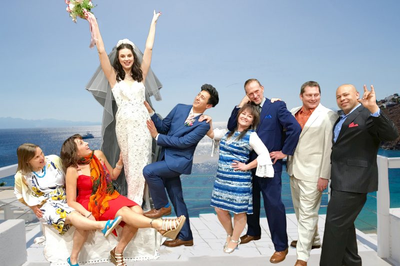 Amy Chisholm, Nicki Corne, Sophie Sieh, Mikey Winn, Collette Strean, David Reese, Rob Koezler, and JJ James in WTC’s upcoming production of “Mamma Mia!” 