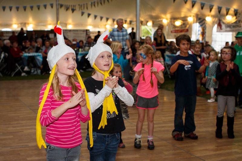 Youngsters get ready for the Oktoberfest chicken dance contest. 