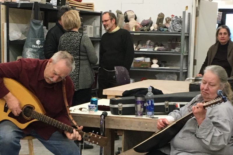 Steve Glueckert and friends entertain during the Clay Studio Open House on Dec. 14. 