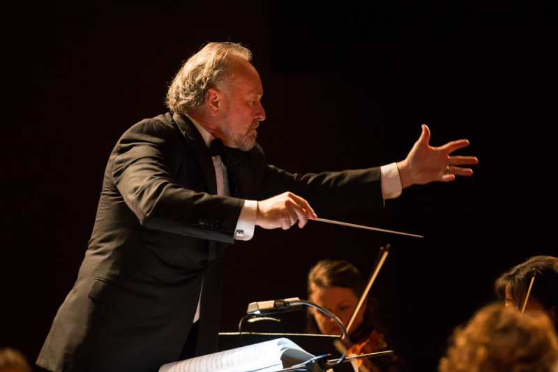 Maestro John Zoltek conducts the Glacier Symphony Orchestra. 