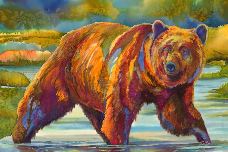 Nancy Cawdrey portrays a grizzly bear as part of her 