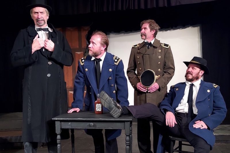 Playwright Neal Lewing (left) is Abraham Lincoln in the Port Polson Players' encore of 