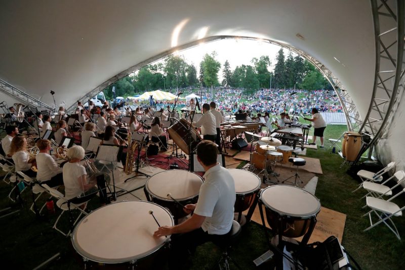 The Billings Symphony, pictured in 2021, performing at the annual Symphony in the Park at Pioneer Park.