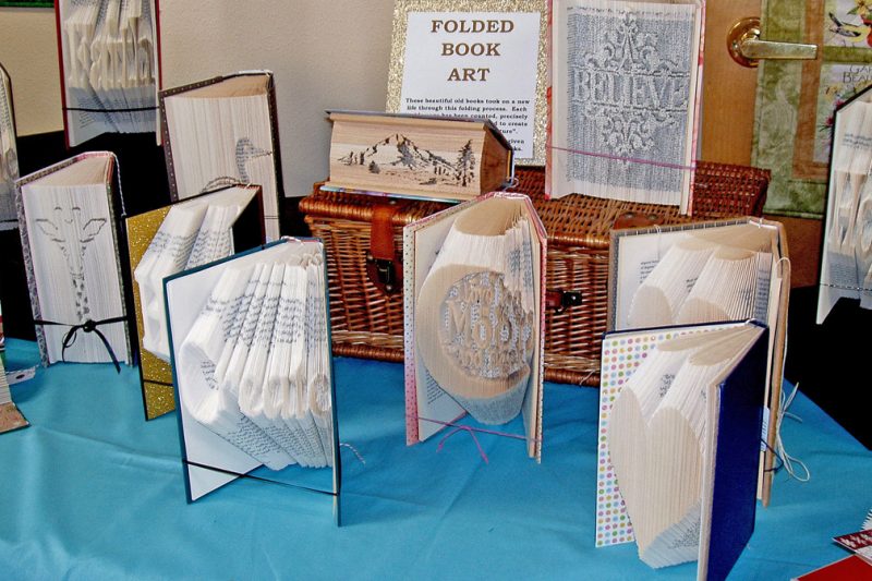 Folded book art by Beth Hansen is among the items at this year's Mountain Brook Quilt and Craft Market.