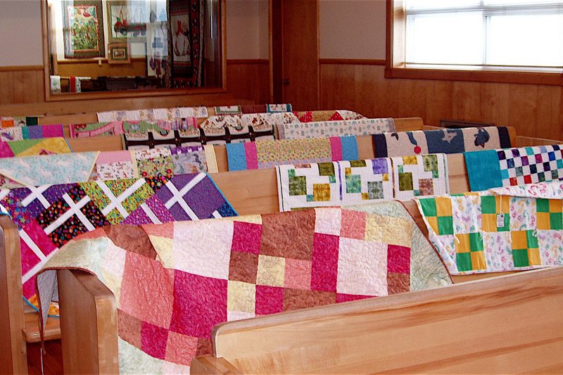 Quilts on display at Mountain Brook Craft Cooperative's annual market. 
