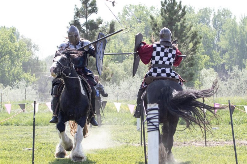 Knights from the The Order of Epona clash during the Montana Renaissance Festival.